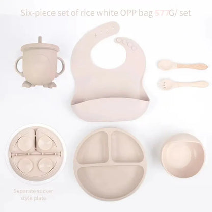 Silicone Bib for Baby/Toddler, Bowl & Spoon Set for Girls and Boys (BPA-Free)