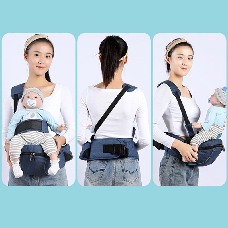 Front Baby Hip Seat Carrier with Adjustable Straps and Storage