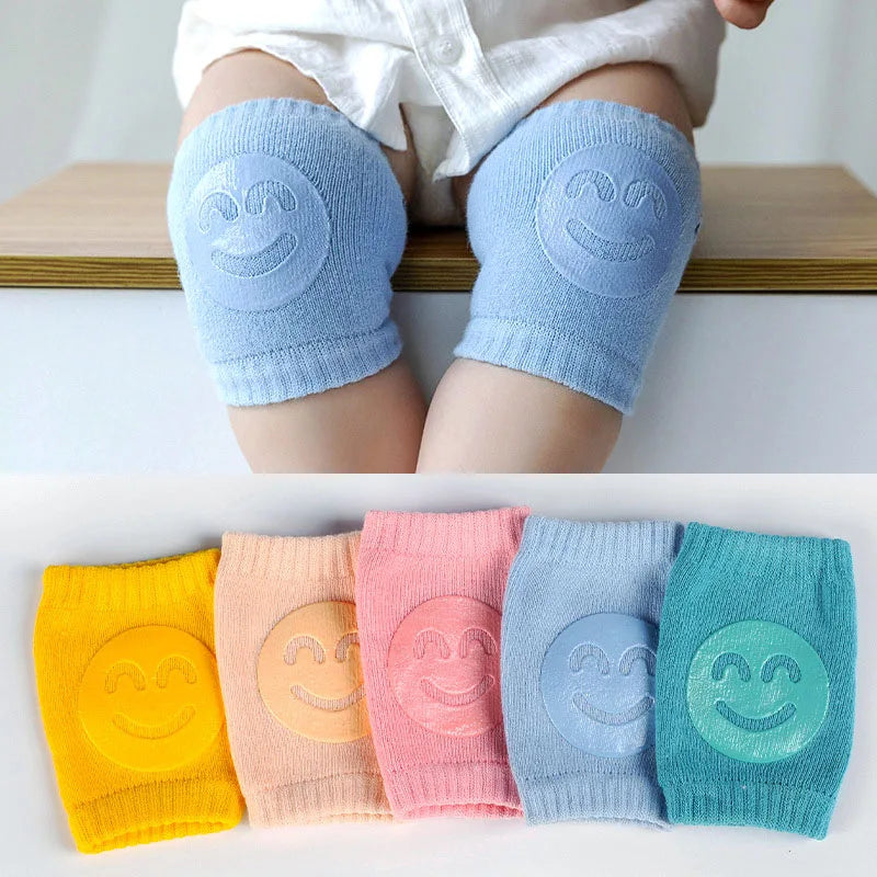 Smiley Knee Pads for Crawling Baby, Soft Breathable, Anti-Slip & Stretchable