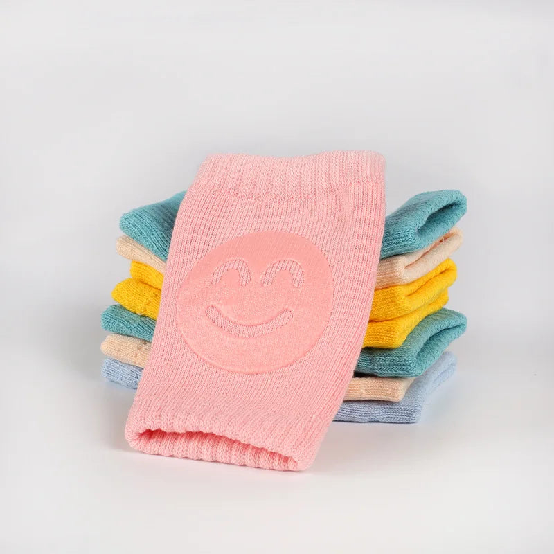 Smiley Knee Pads for Crawling Baby, Soft Breathable, Anti-Slip & Stretchable